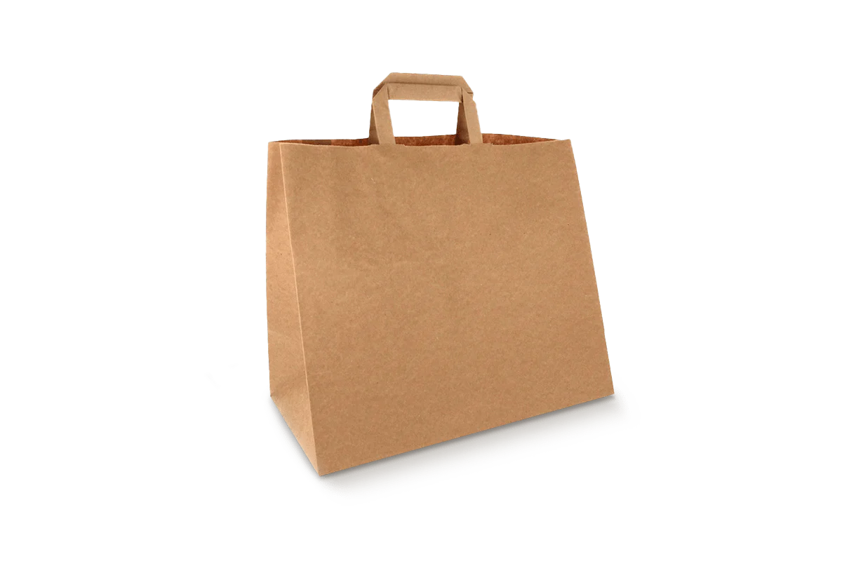 Papieren draagtassen groot bruin 32+16x27cm gerecycled