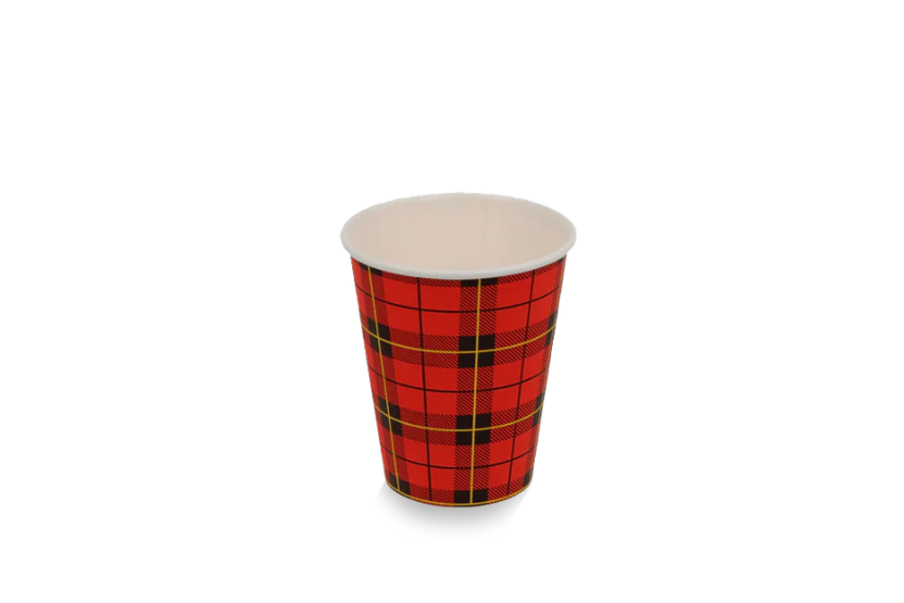 Kartonnen koffiebeker 150cc 6oz Schotse ruit